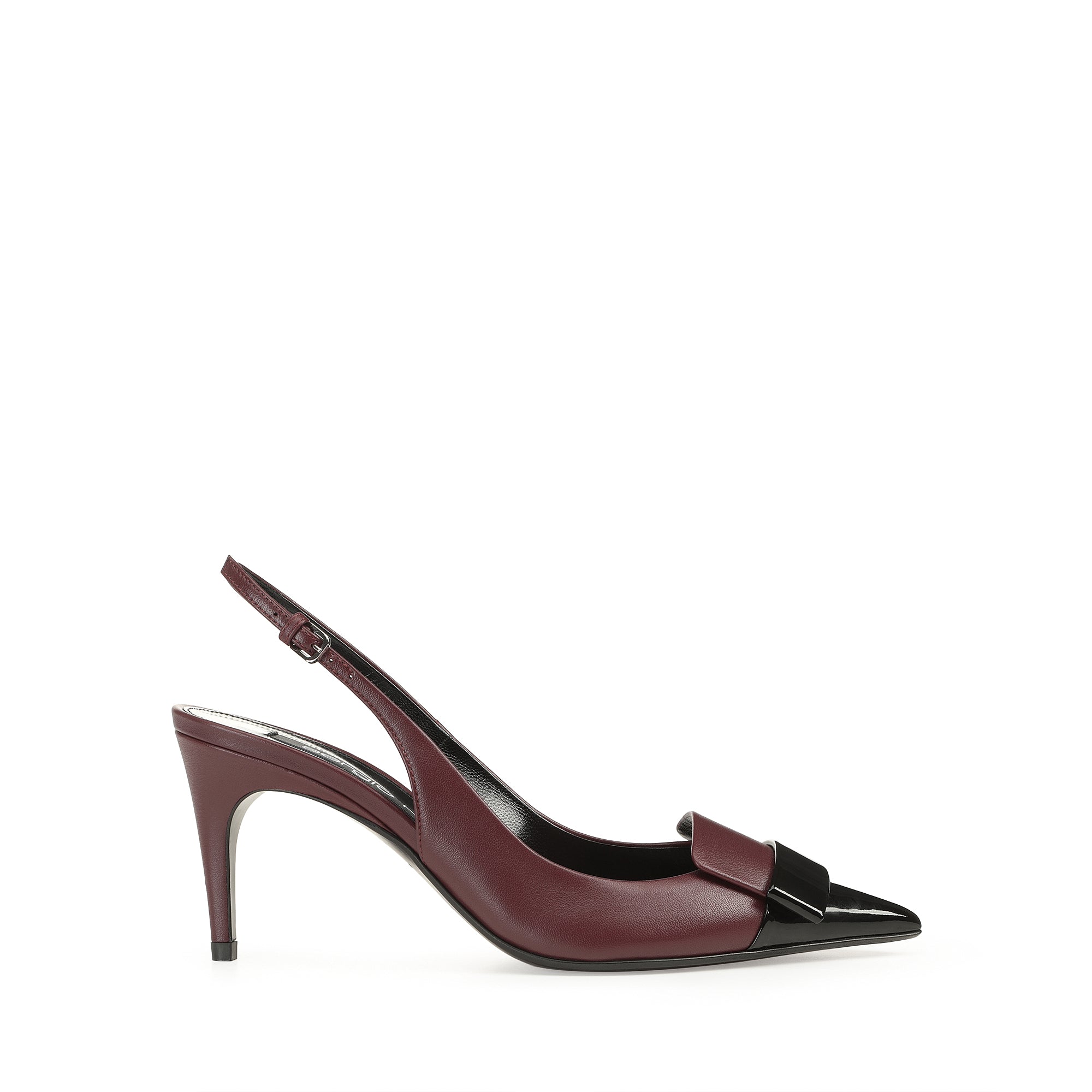 Sergio Rossi SR1 75mm Nero Wine Slingback