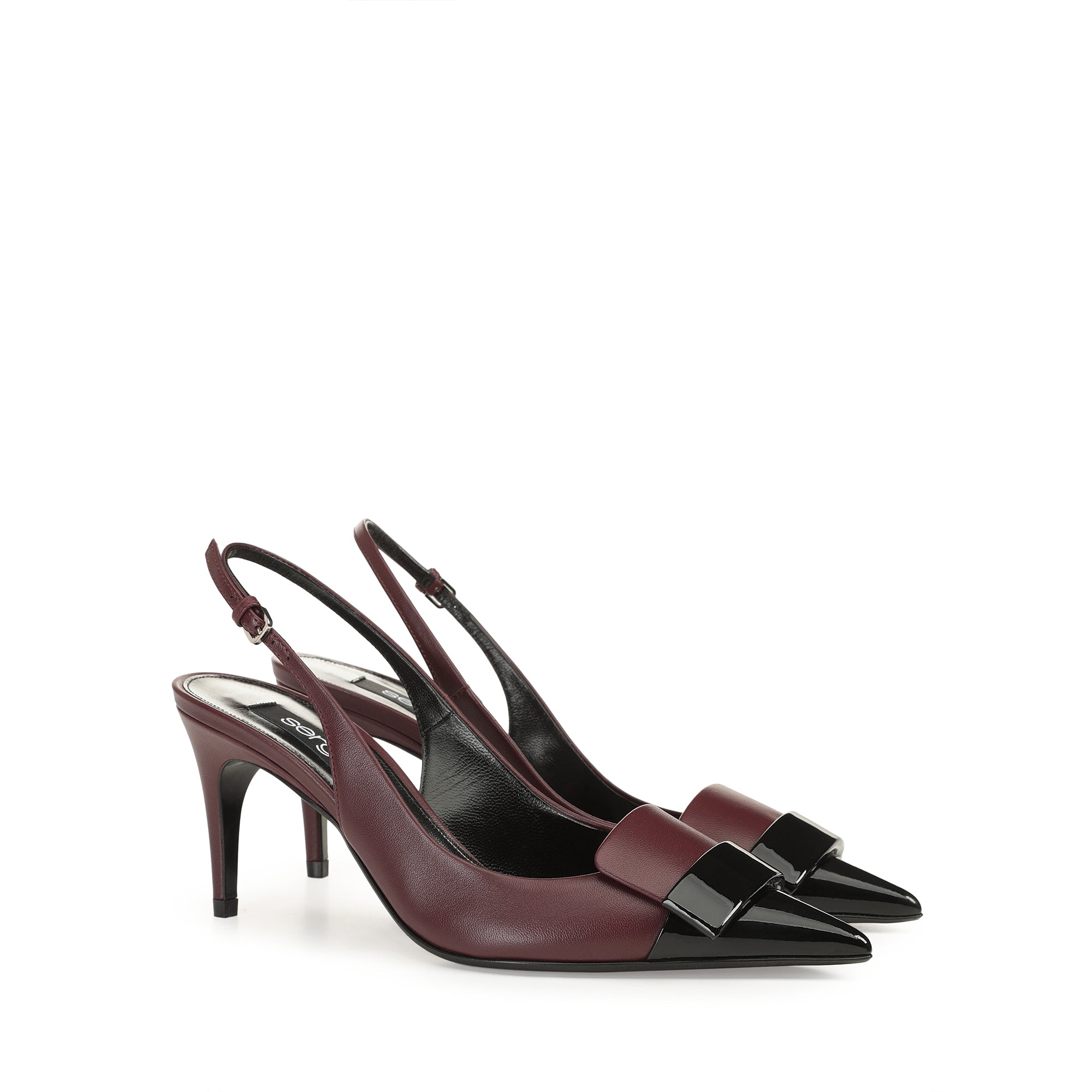 Sergio Rossi SR1 75mm Nero Wine Slingback