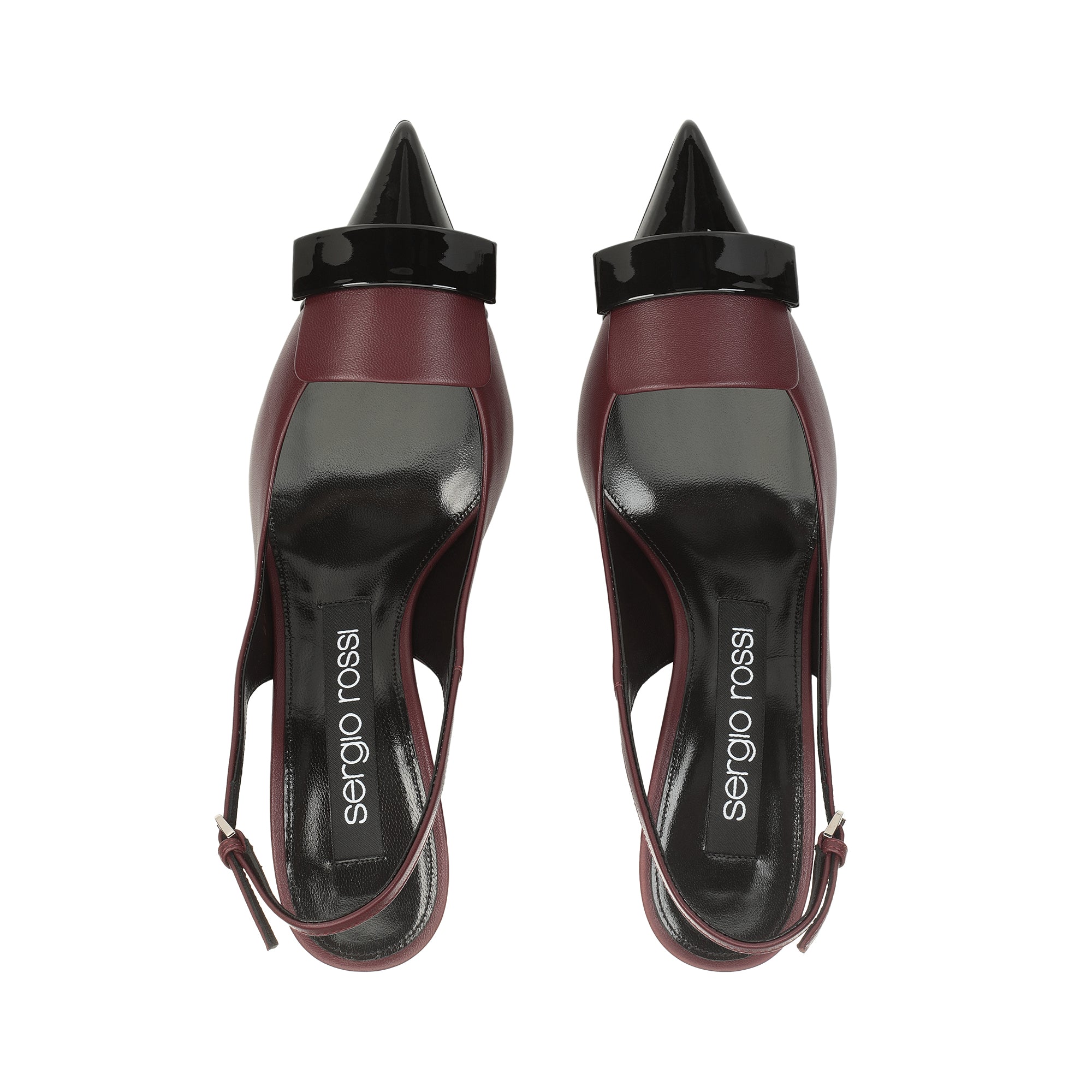 Sergio Rossi SR1 75mm Nero Wine Slingback