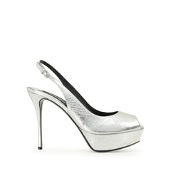 Sergio Rossi Sr Godiva Platform 75mm Argento Slingback