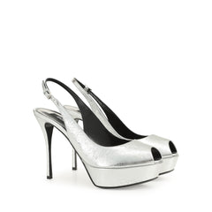 Sergio Rossi Sr Godiva Platform 75mm Argento Slingback