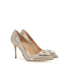 Sergio Rossi Sr Godiva Precious 90mm Champagne Pump