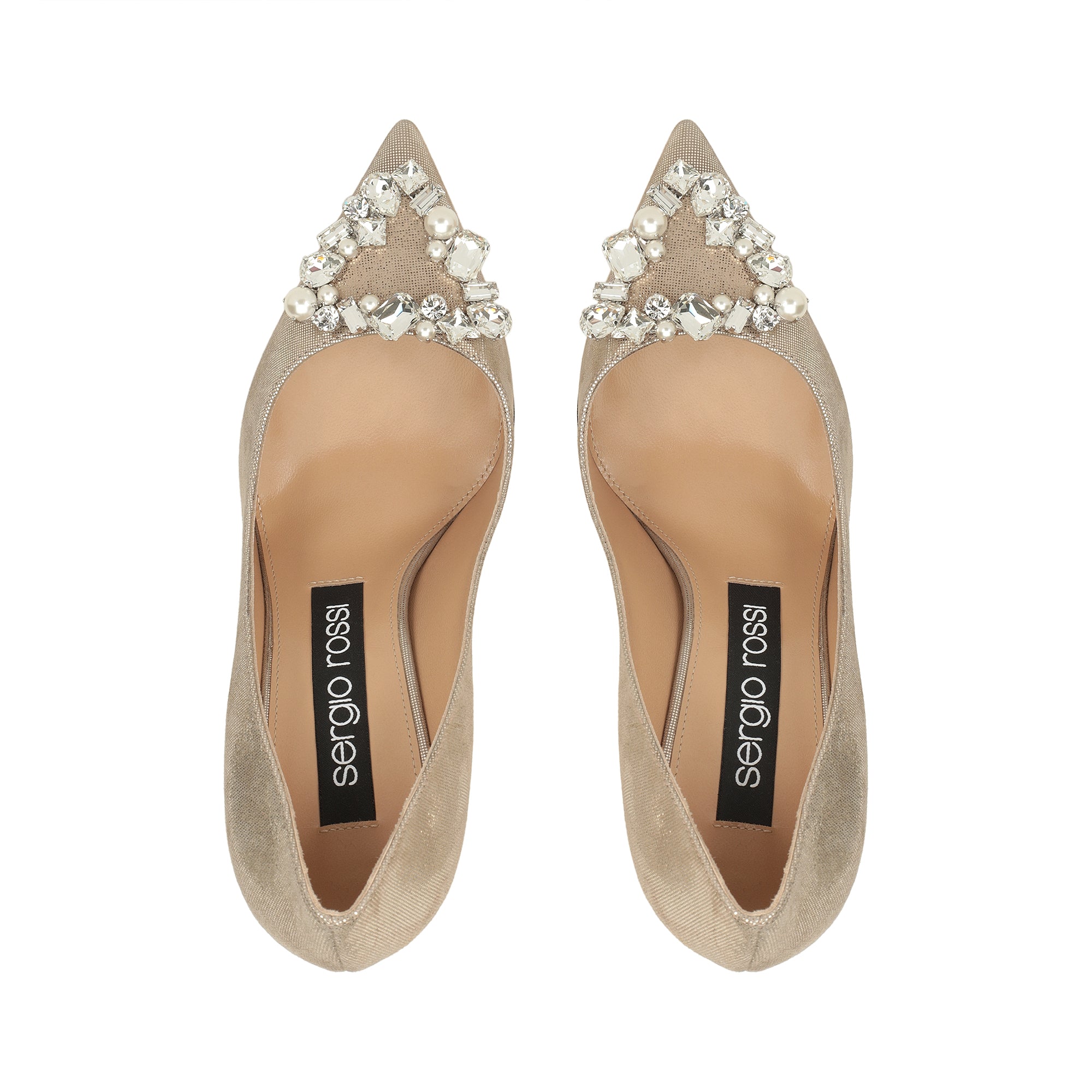 Sergio Rossi Sr Godiva Precious 90mm Champagne Pump