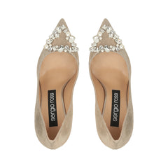 Sergio Rossi Sr Godiva Precious 90mm Champagne Pump