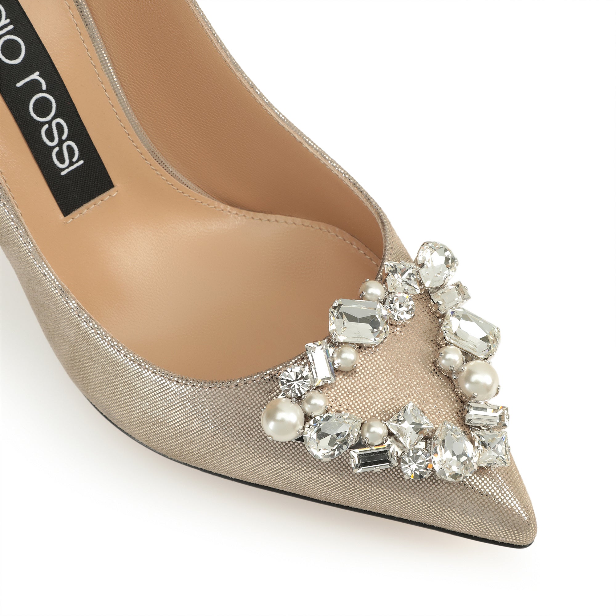 Sergio Rossi Sr Godiva Precious 90mm Champagne Pump