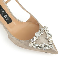 Sergio Rossi Sr Godiva Precious 50mm Champagne Slingback