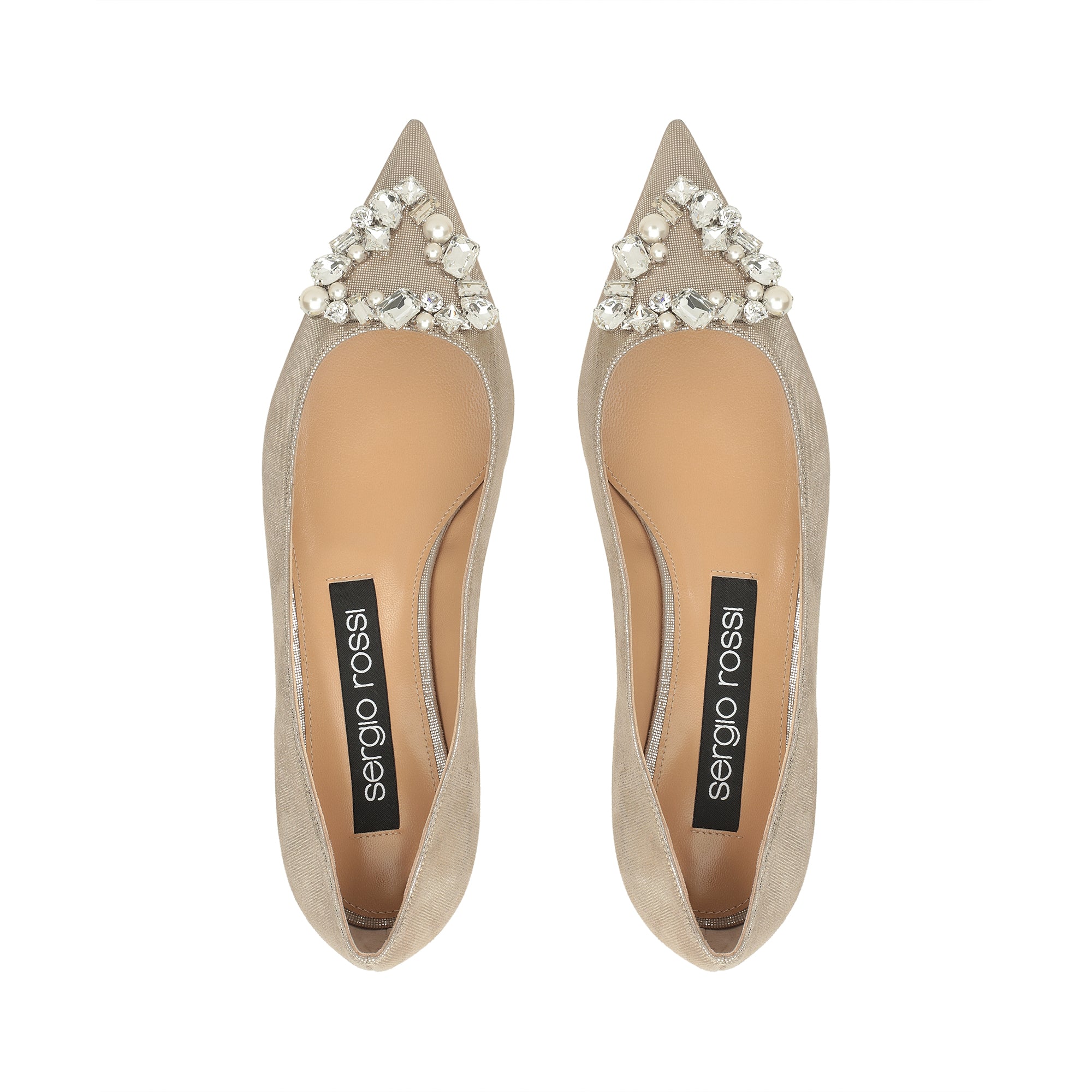 Sergio Rossi Sr Godiva Precious 10mm Champagne Ballerina