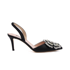 SJP by Sarah Jessica Parker Brilliant 70mm Black Satin Slingbacks