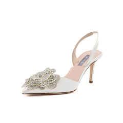 SJP by Sarah Jessica Parker Brilliant 70mm Ivory Satin Slingbacks