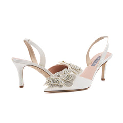 SJP by Sarah Jessica Parker Brilliant 70mm Ivory Satin Slingbacks