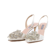 SJP by Sarah Jessica Parker Brilliant 70mm Ivory Satin Slingbacks