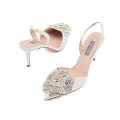 SJP by Sarah Jessica Parker Brilliant 70mm Ivory Satin Slingbacks