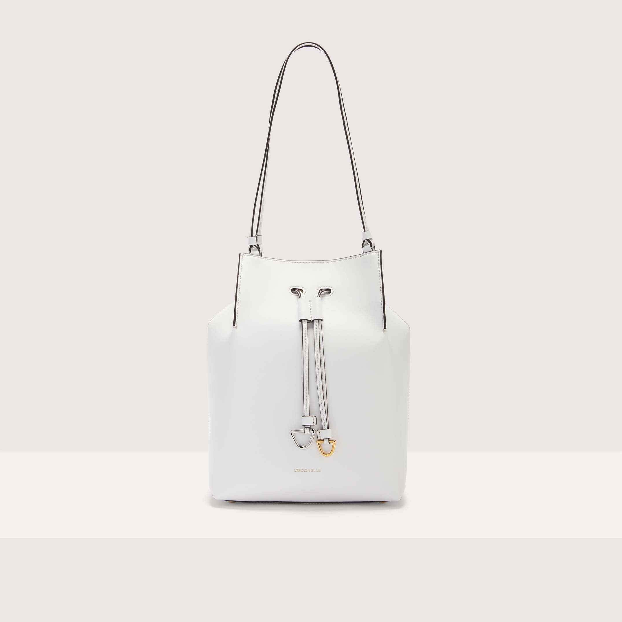 Coccinelle Roundabout Cowhide Medium Bianco Shoulder Bag Brillant White