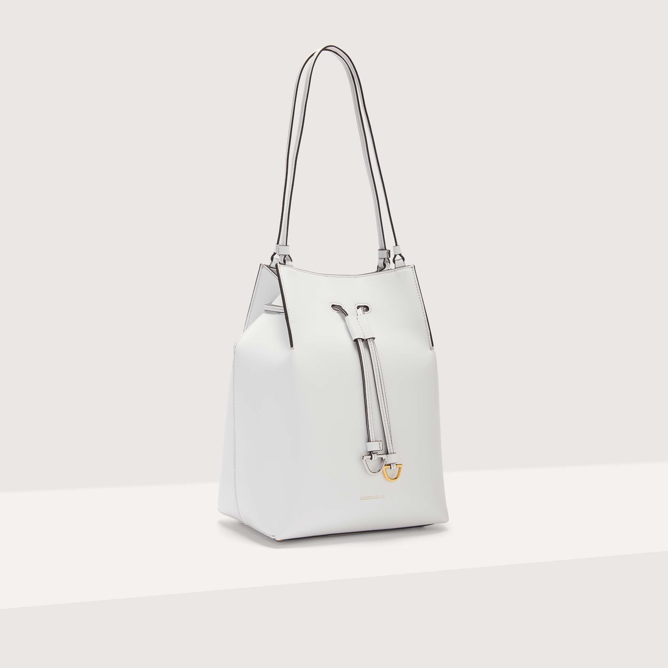 Coccinelle Roundabout Cowhide Medium Bianco Shoulder Bag Brillant White