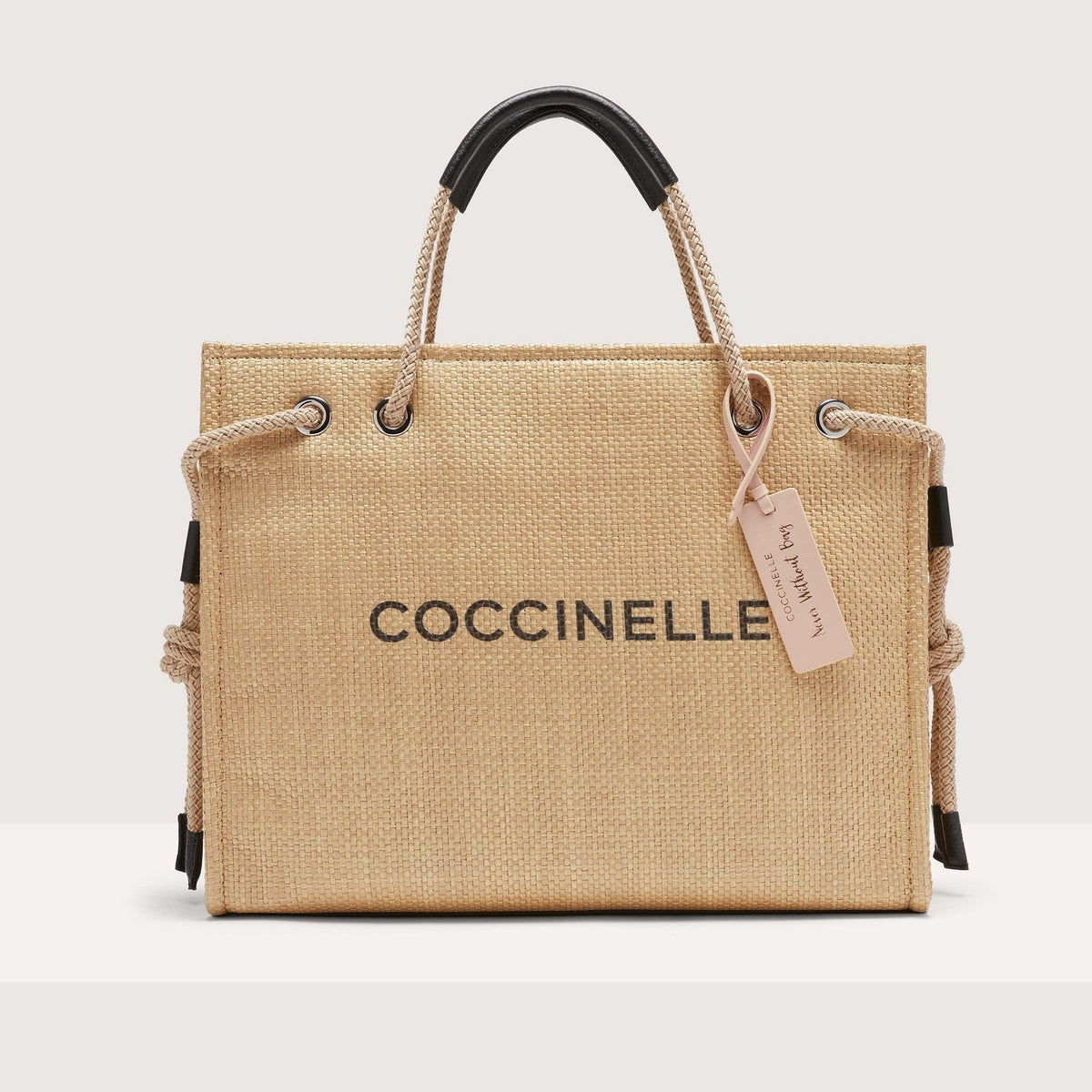 Coccinnelle Never Without Bag Straw Logo Natural Handbag