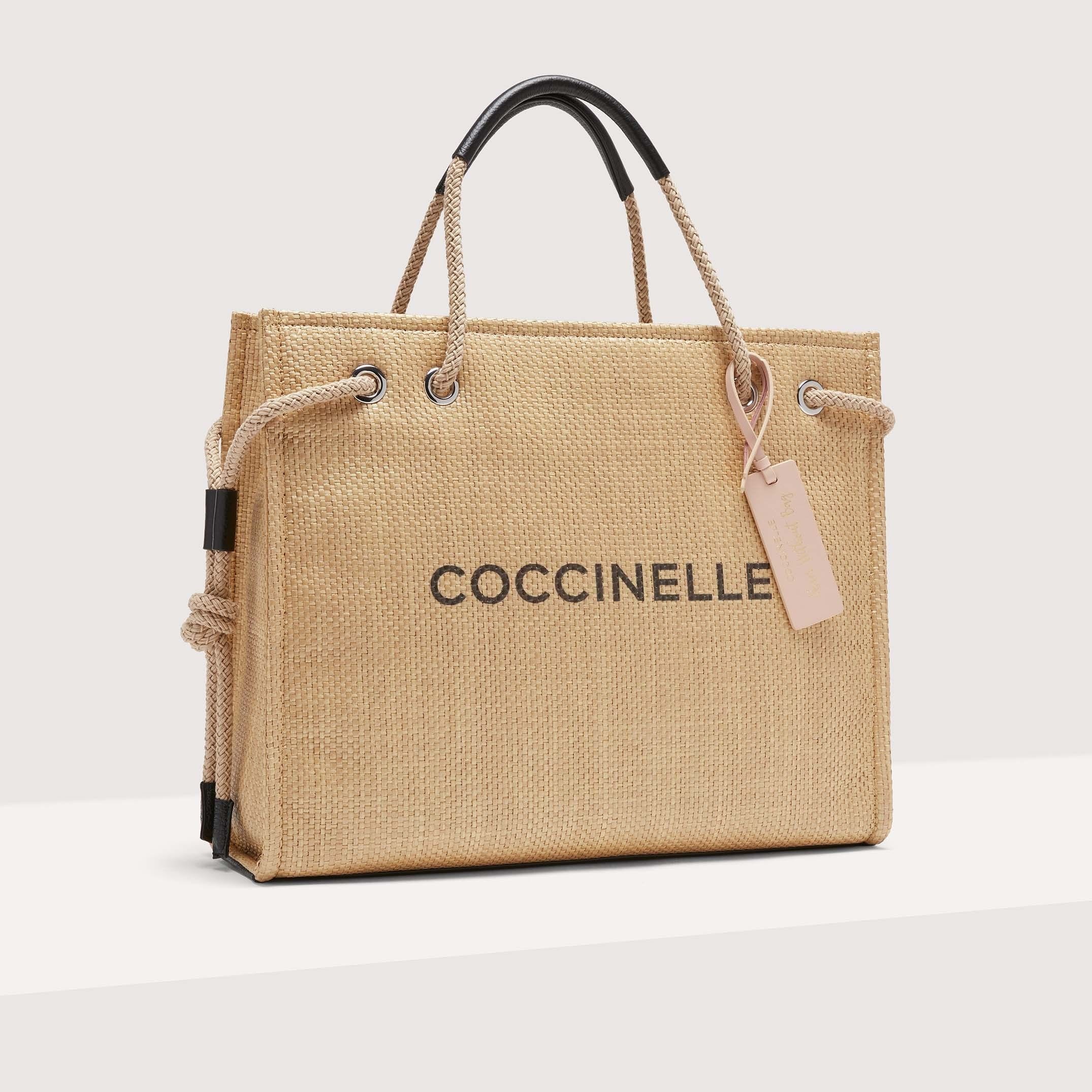 Coccinnelle Never Without Bag Straw Logo Natural Handbag