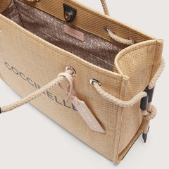 Coccinnelle Never Without Bag Straw Logo Natural Handbag