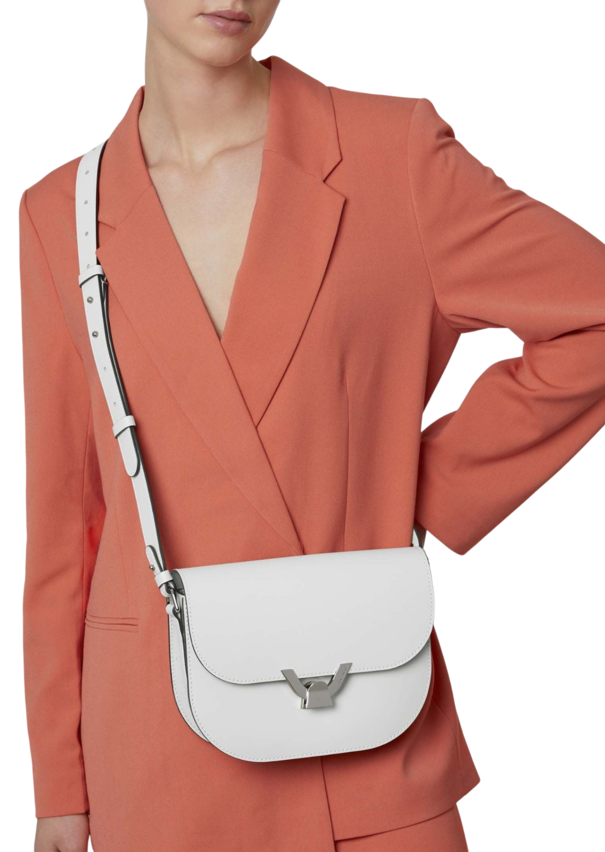 Coccinelle Dew Eco Cowhide Small Crossbody Bag Brillant White