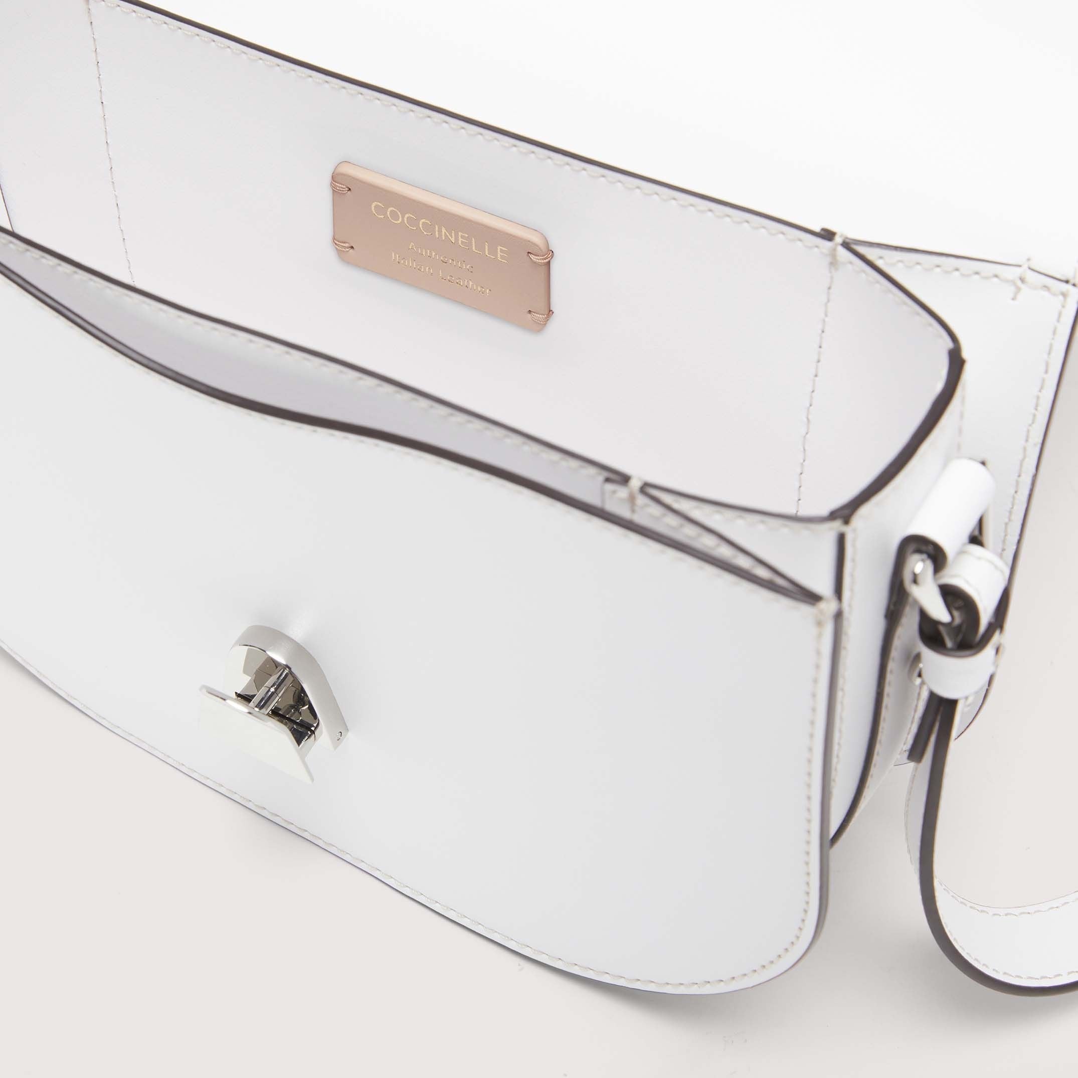 Coccinelle Dew Eco Cowhide Small Crossbody Bag Brillant White