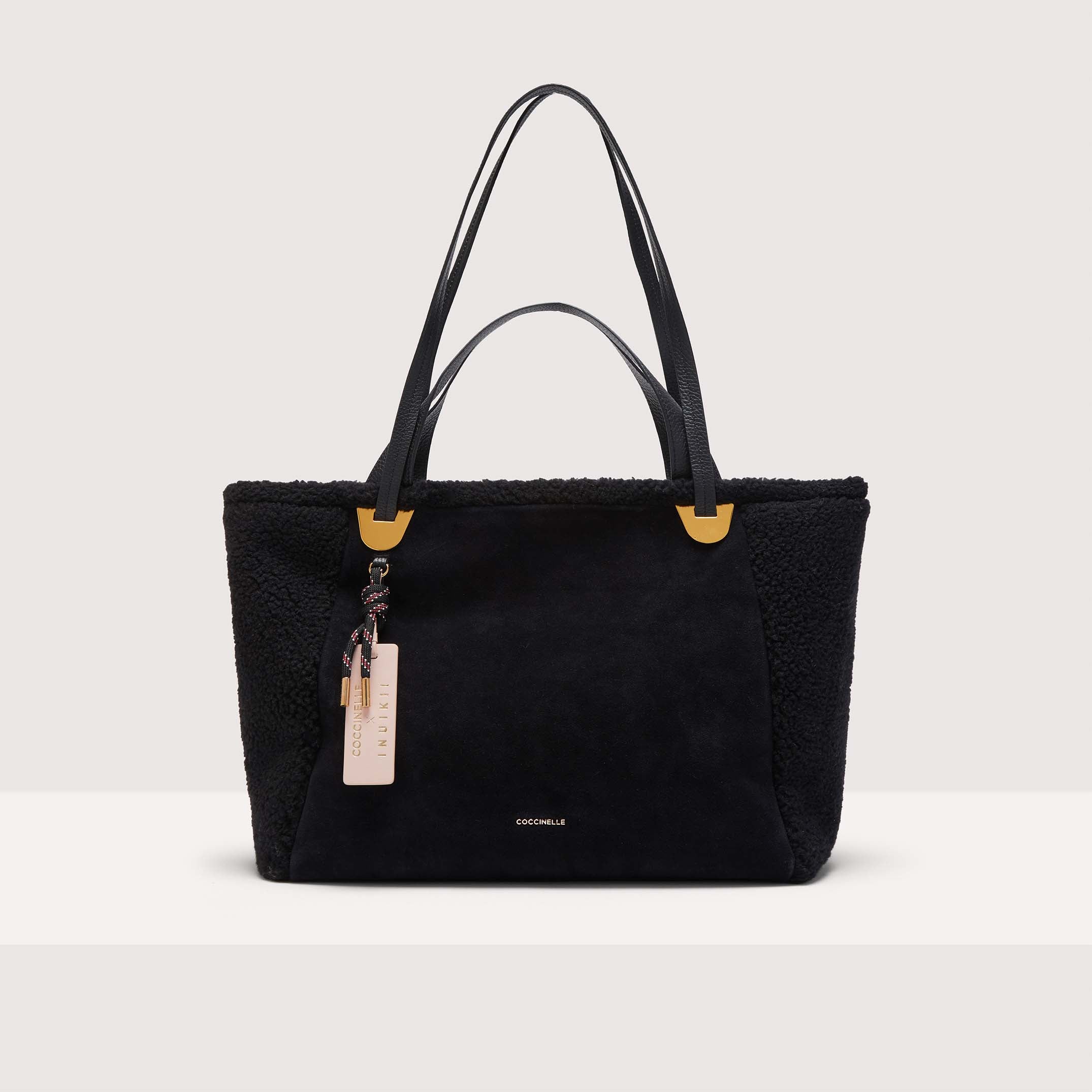 Coccinelle x Inuikii Oliver Eco Shearling Medium Shopping Bag - Black