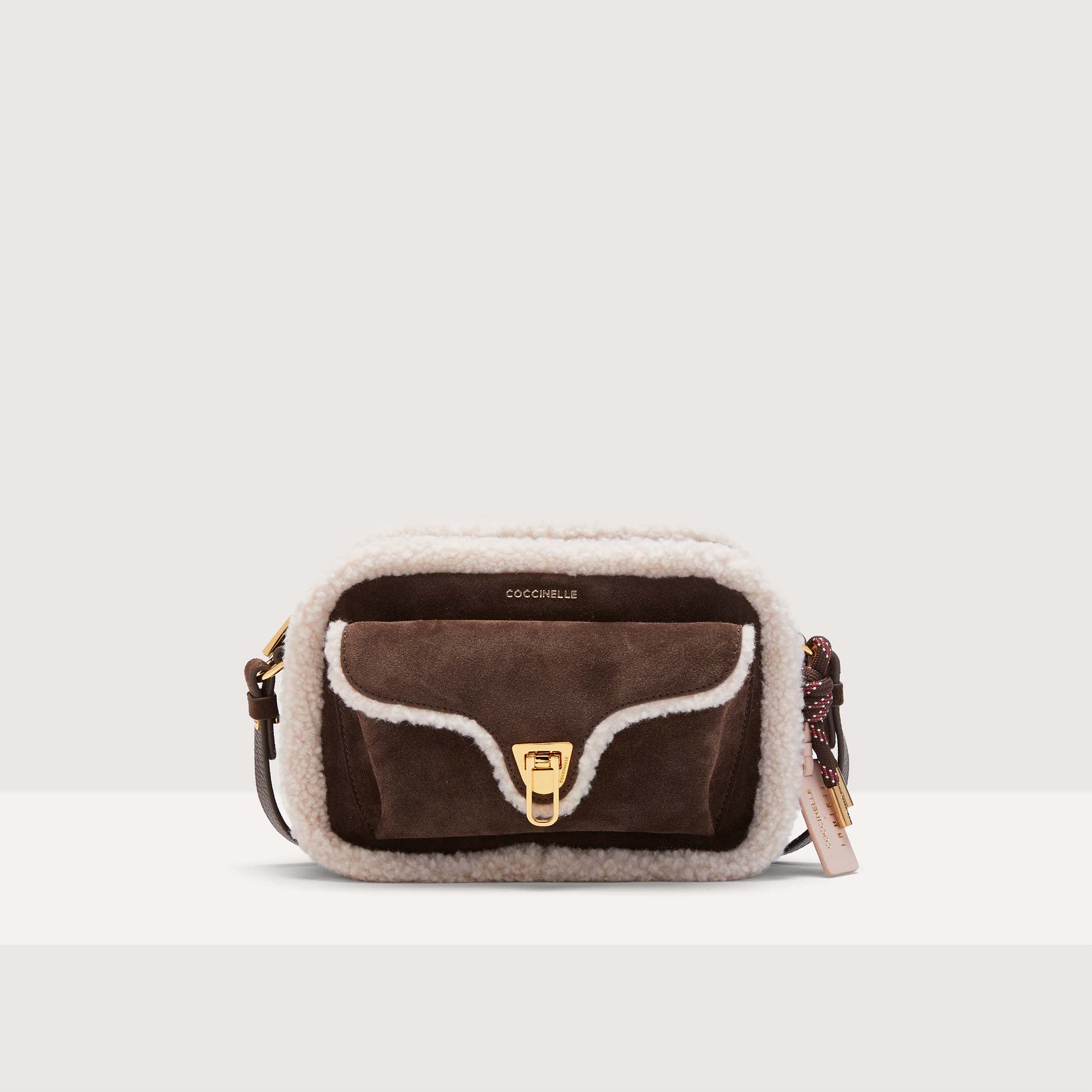 Coccinelle x Inuikii Beat Eco Shearling Small Crossbody - Brown