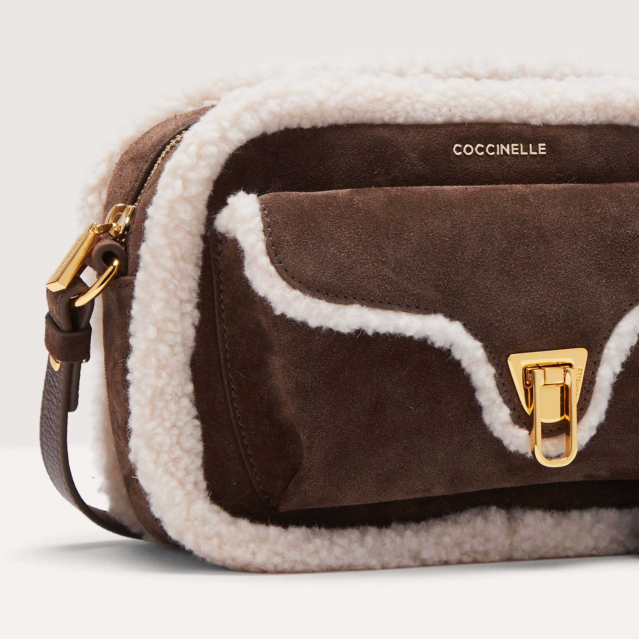 Coccinelle x Inuikii Beat Eco Shearling Small Crossbody - Brown