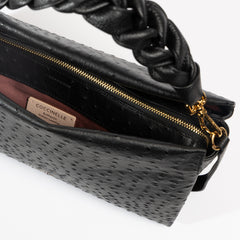 Coccinelle Boheme Ostrich Clutch - Black