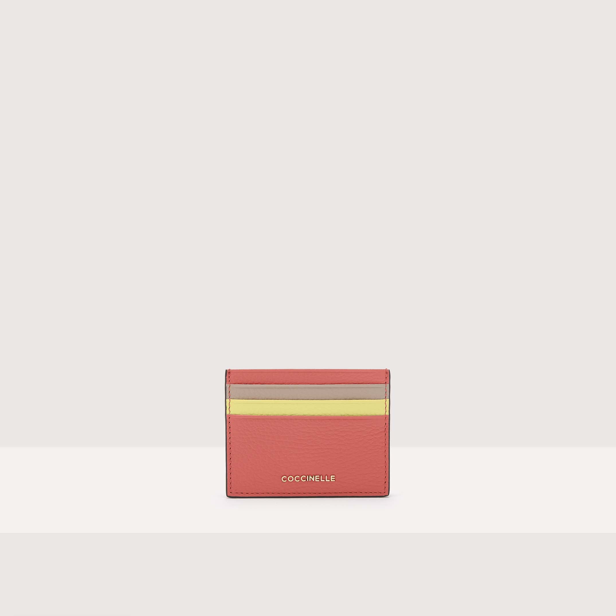 Coccinelle Metallic Tricolor Grained Leather Cardholder