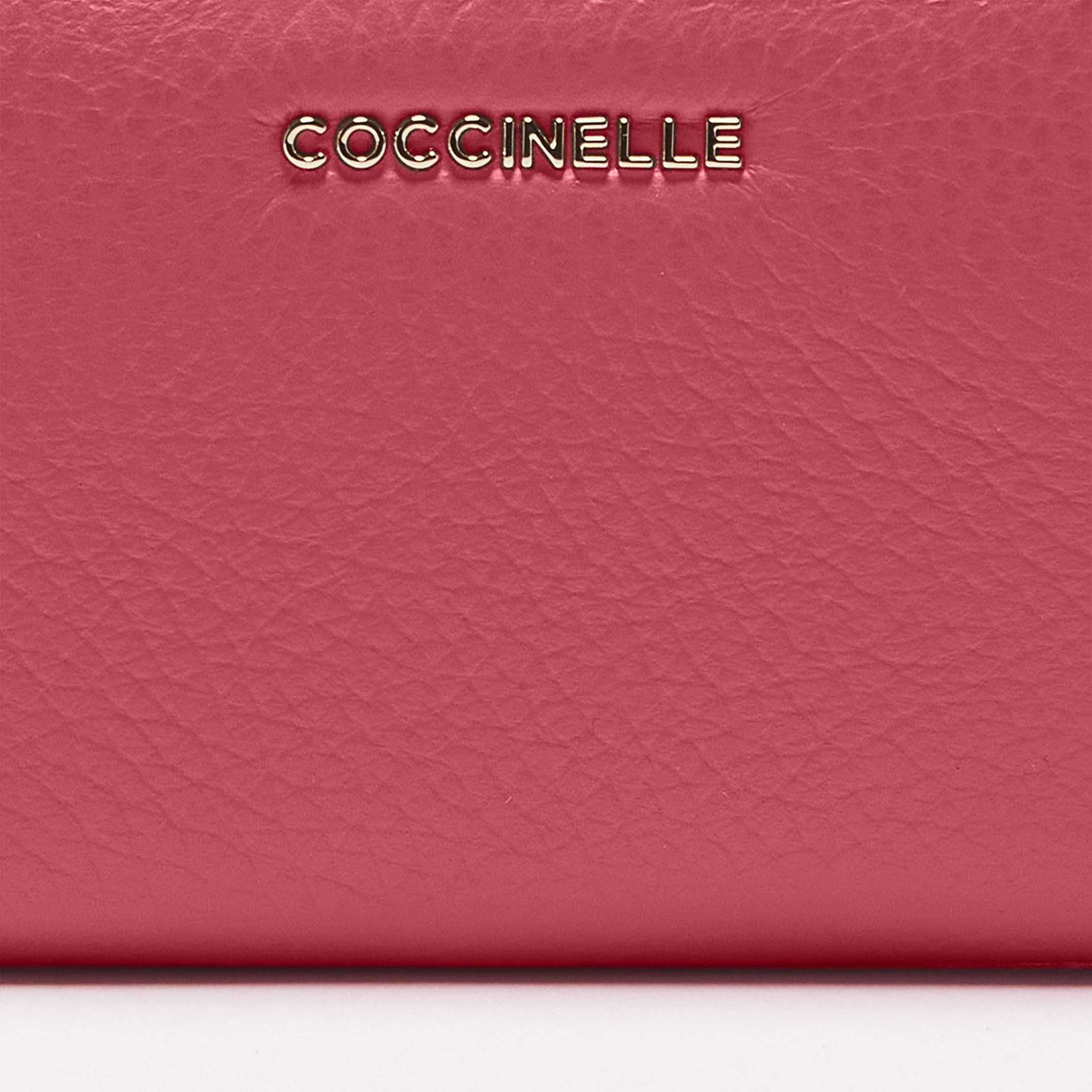 Coccinelle Metallic Soft Card Holder - Pink