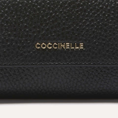 Coccinelle Metallic Soft Card Holder - Black