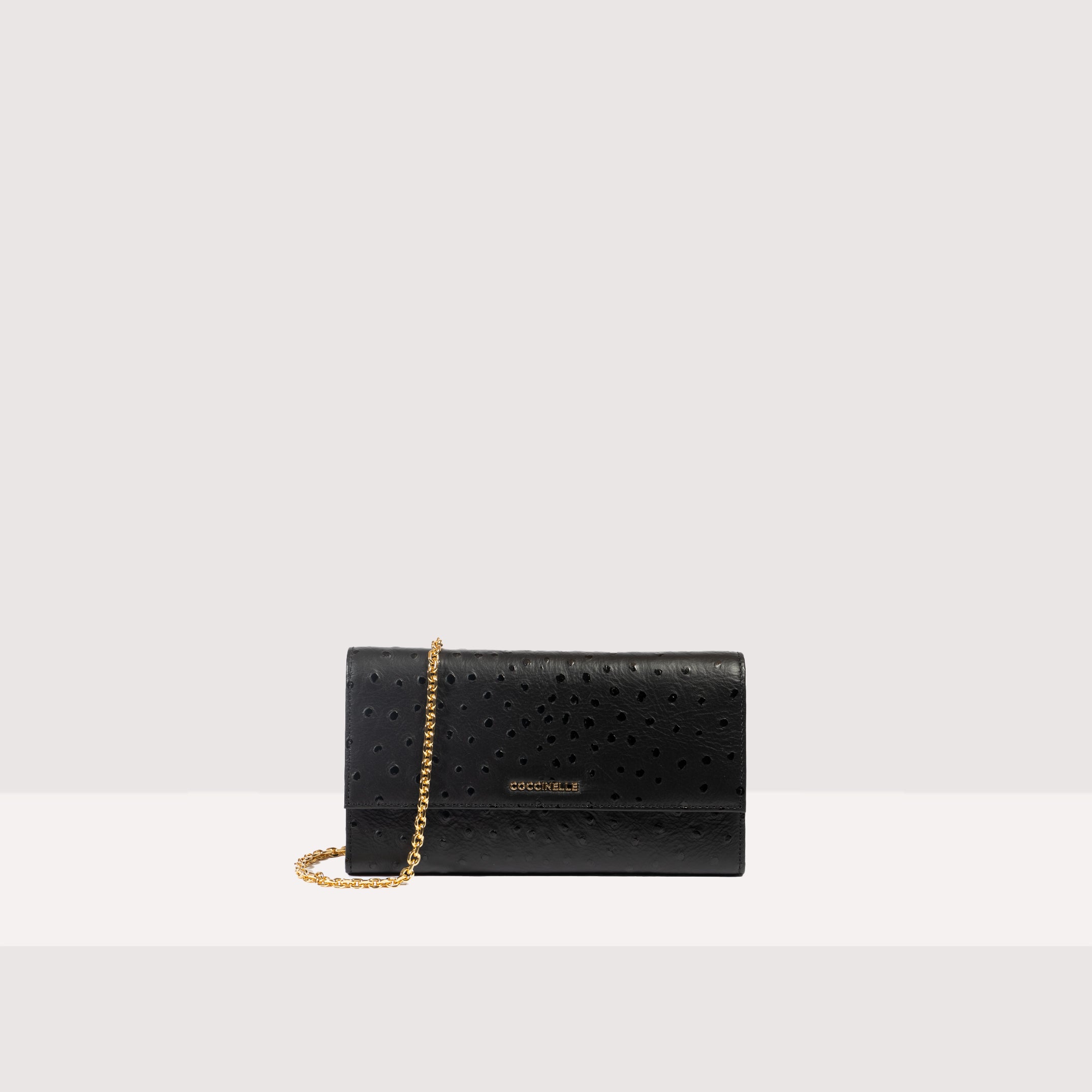 Coccinelle Metallic Ostrich Crossbody Bag - Black