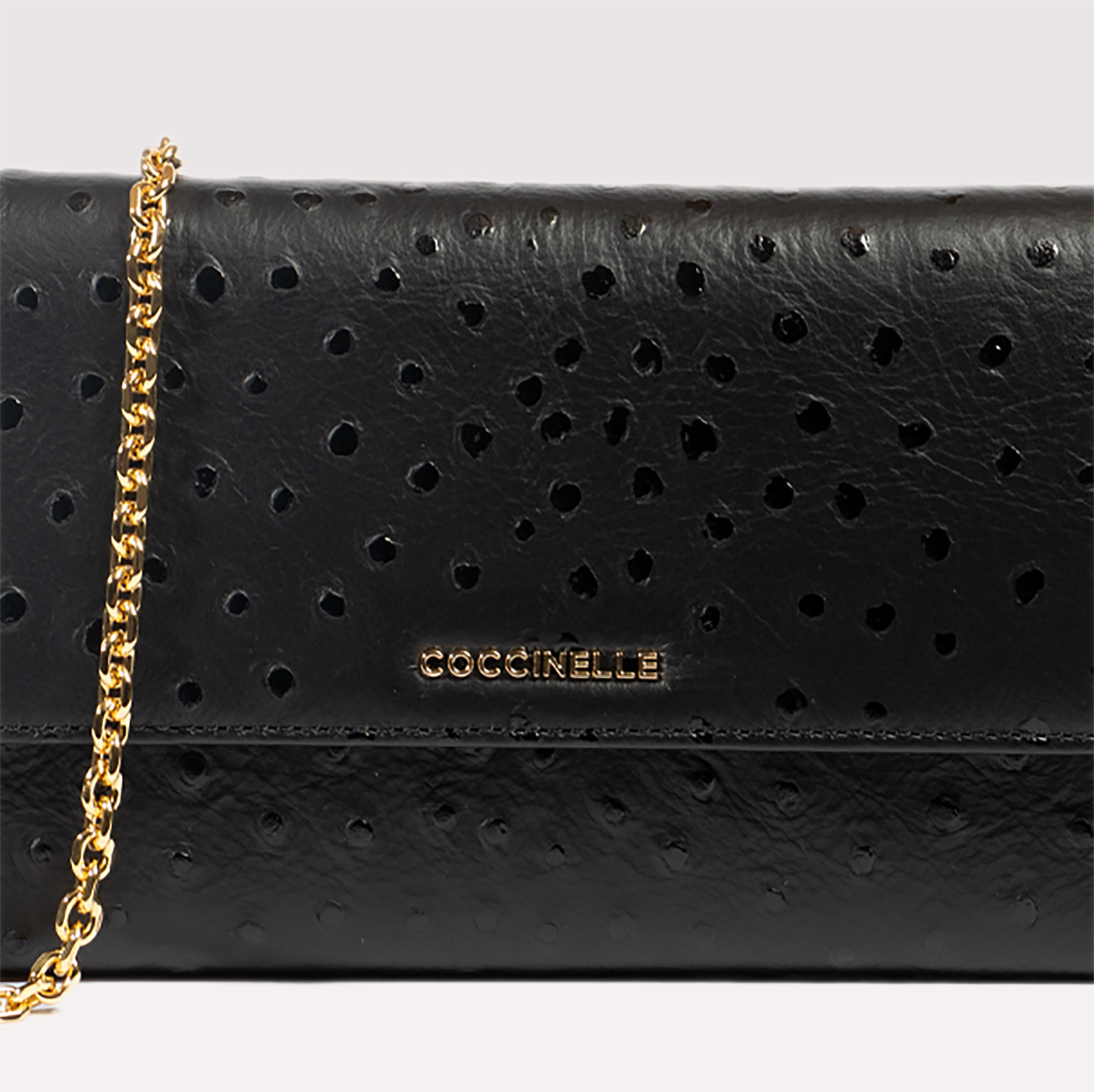 Coccinelle Metallic Ostrich Crossbody Bag - Black