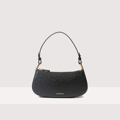 Coccinelle Merveille Ostrich Shoulder Bag - Black