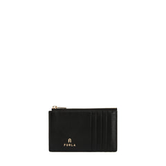 Furla Camelia Black Zipped Card Case - Medium