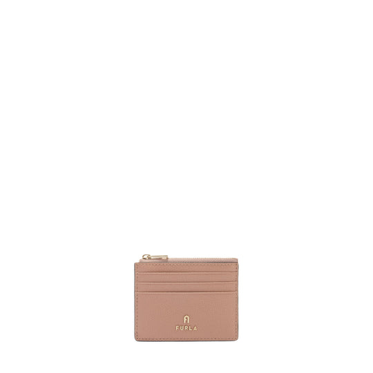 Furla Camelia Brown Zipped Card Case  - Small