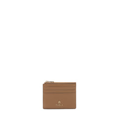 Furla Camelia Brown Zipped Card Case  - Small