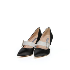 SJP By Sarah Jessica Parker Highgate Ebony Satin 70mm Pumps