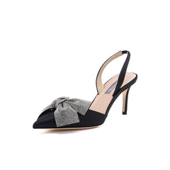 SJP by Sarah Jessica Parker Jamil 70mm Black Satin Slingbacks