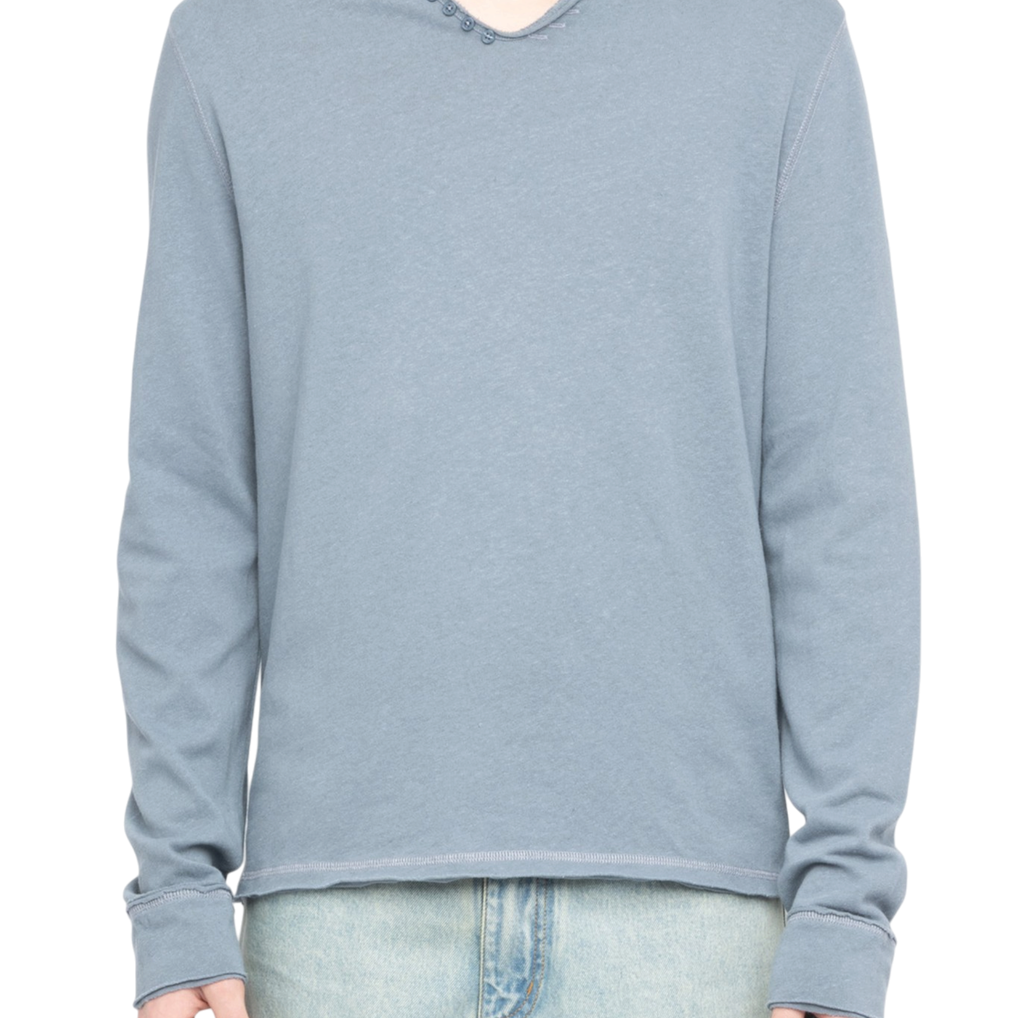 Monastir Washed Linen-Blend Henley T-Shirt - Sixtine Blue