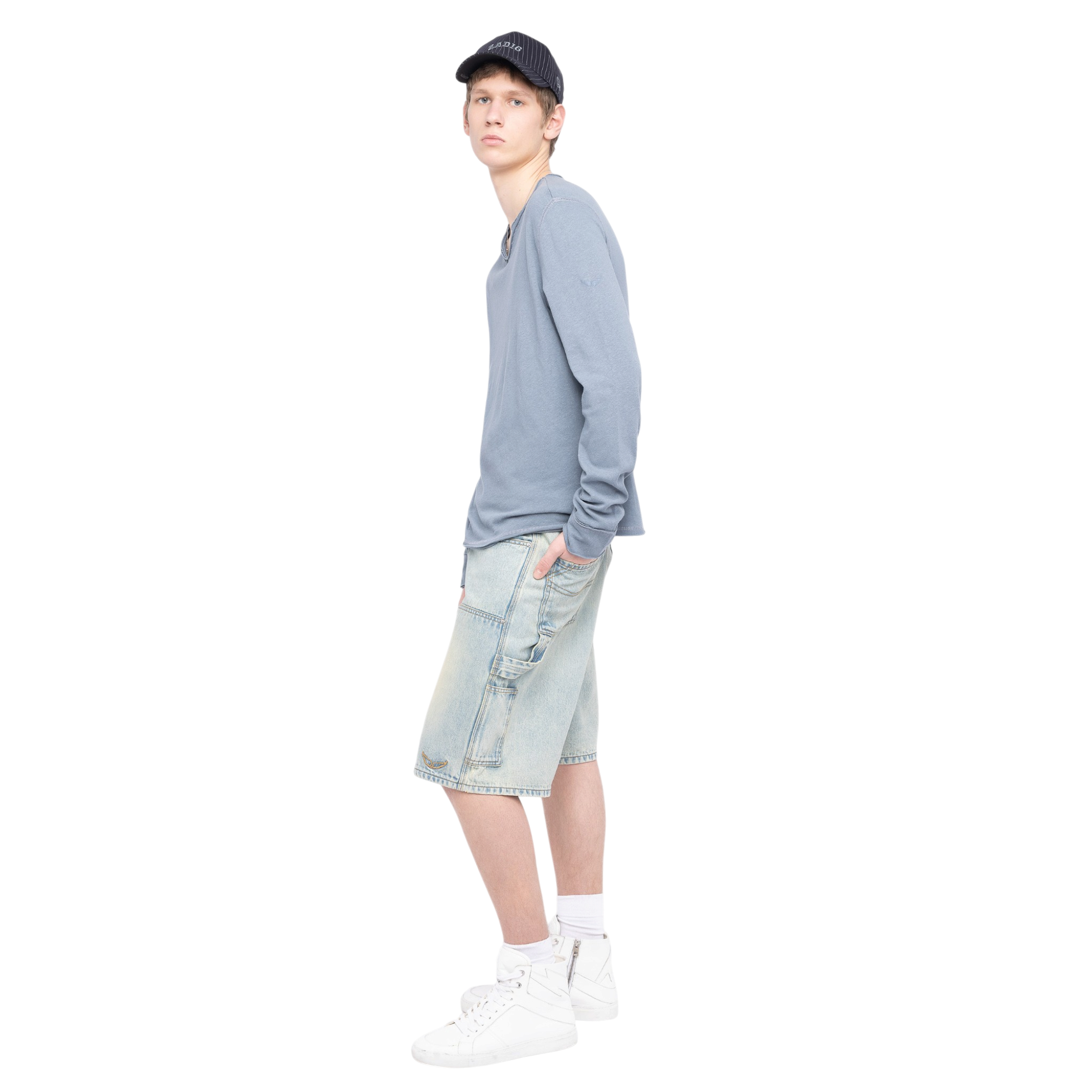 Monastir Washed Linen-Blend Henley T-Shirt - Sixtine Blue