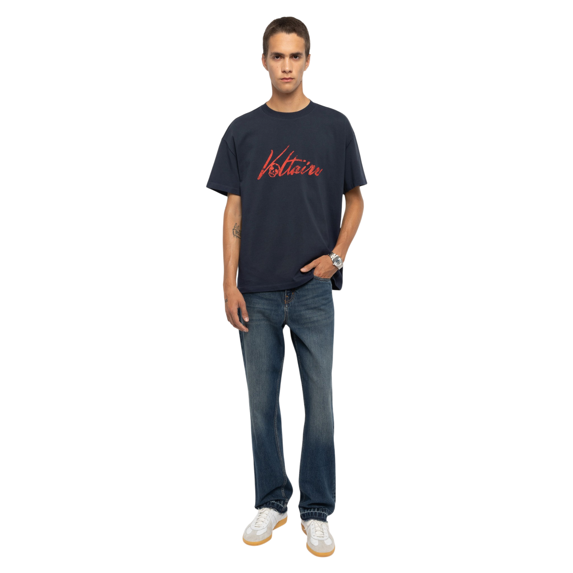 Teddy Voltaire Print T-Shirt - Encre Blue