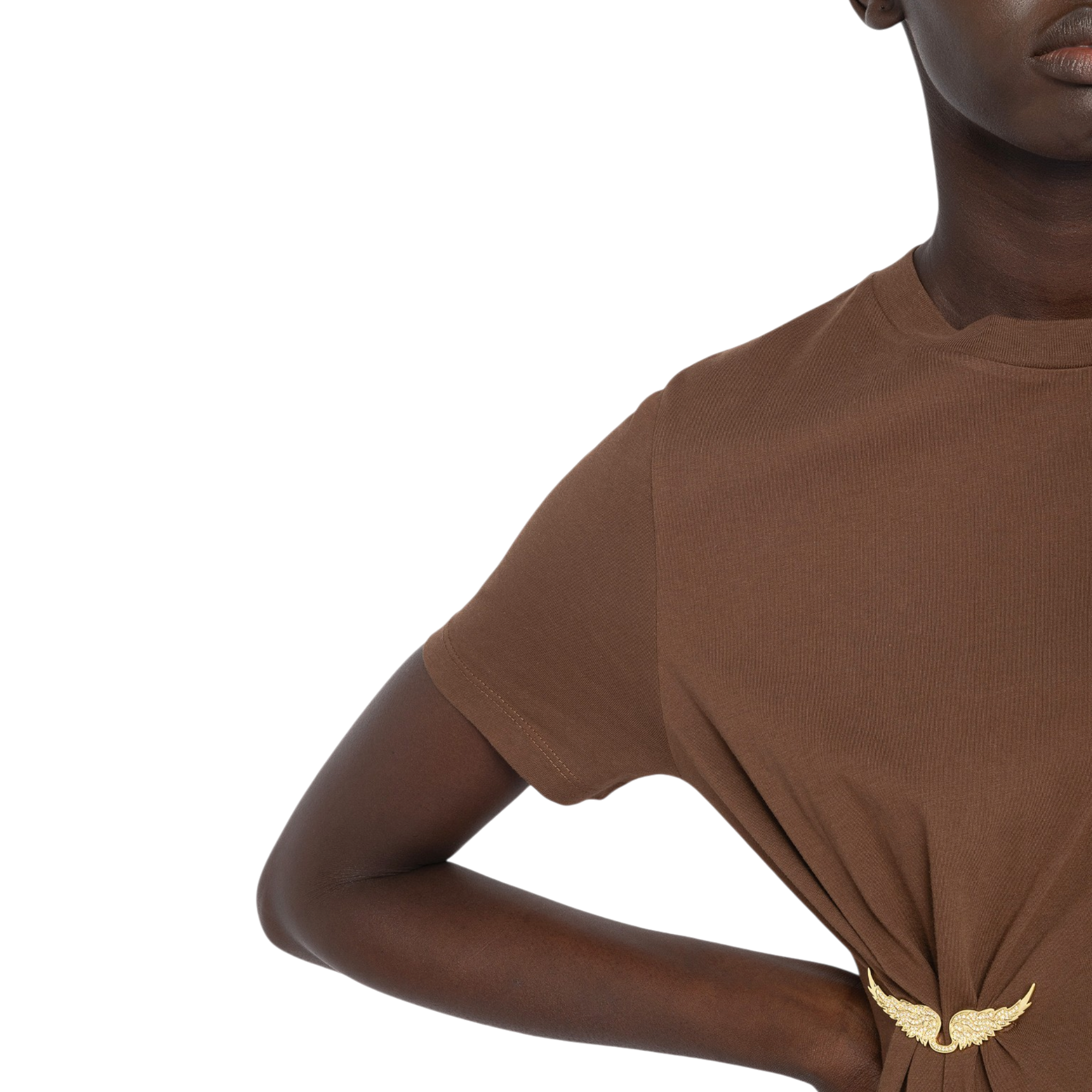 Raja Pleated Wings Long Cotton Dress - Coconut Brown