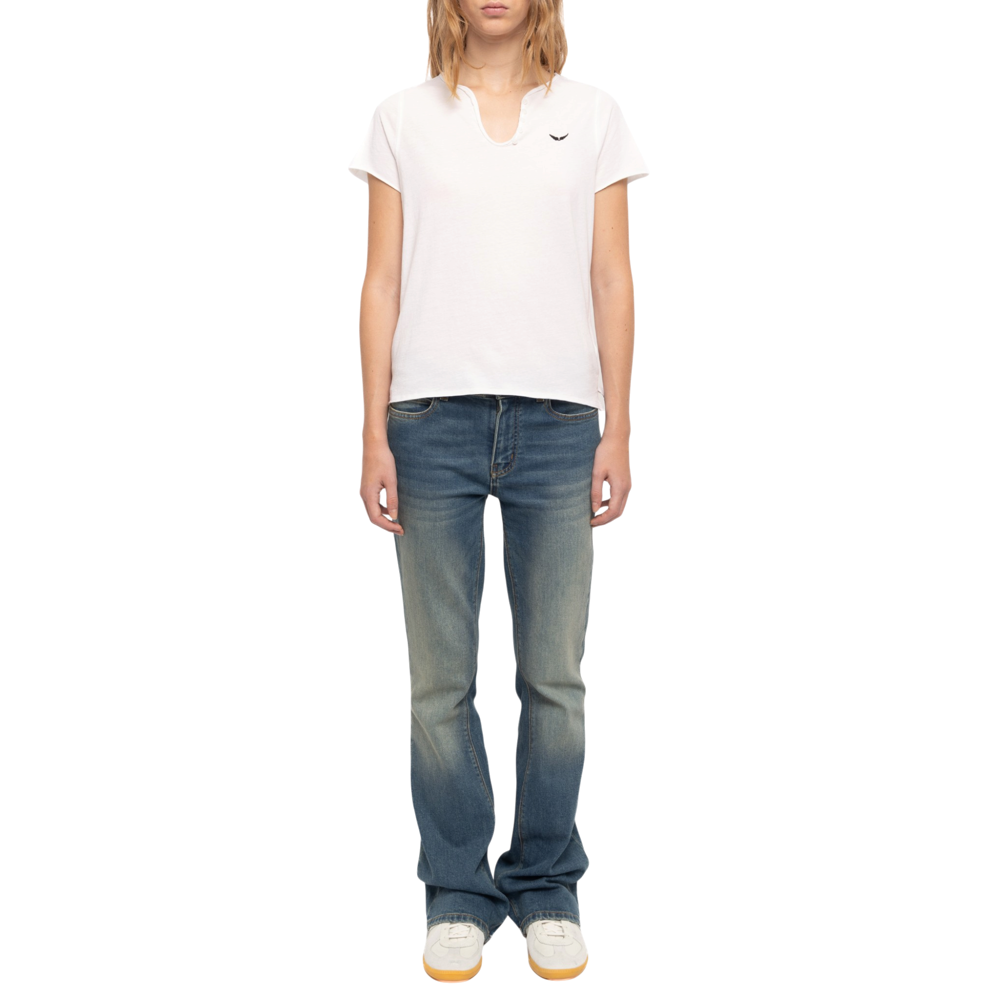 Tunisien Cotton Henley T-Shirt - White