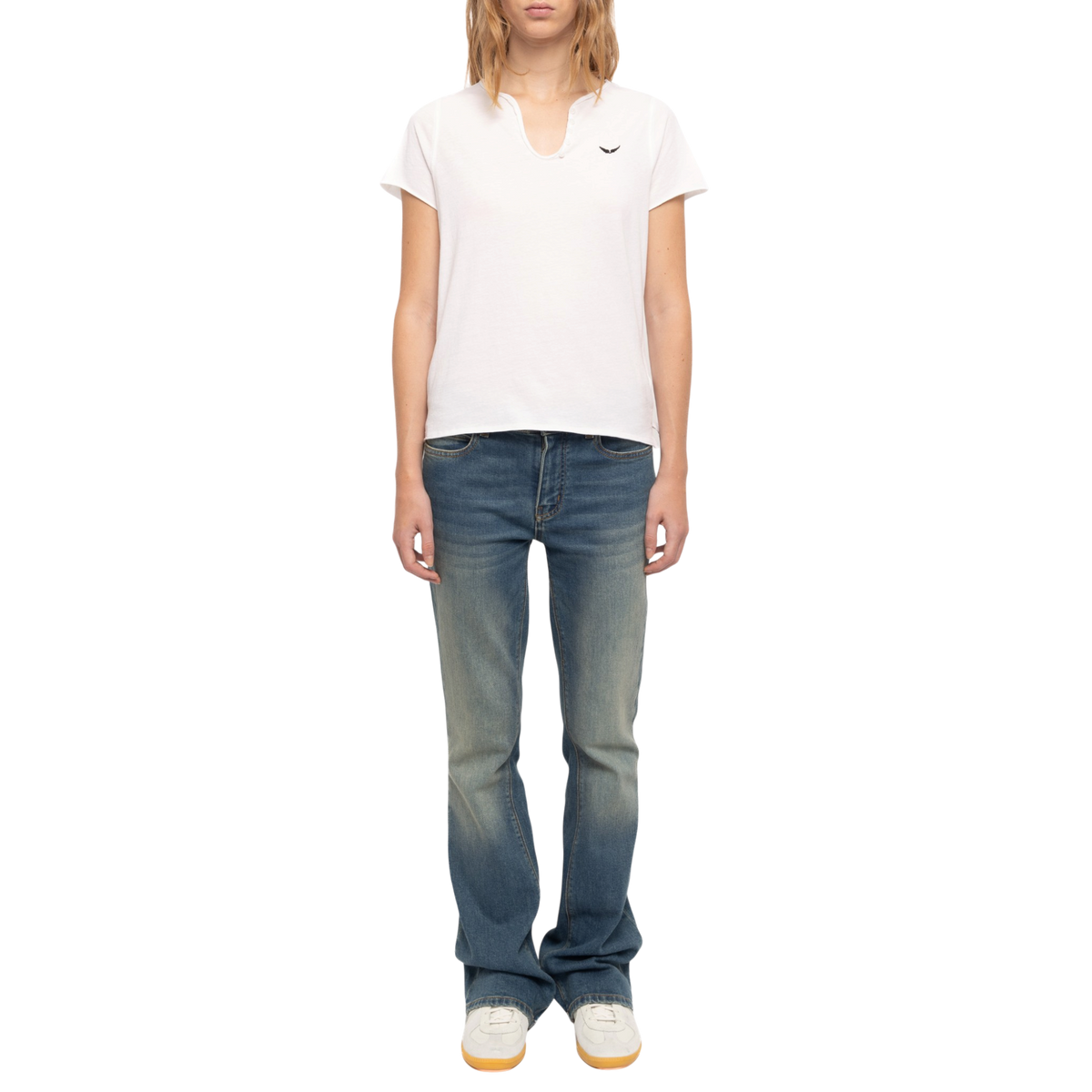 Tunisien Cotton Henley T-Shirt - White