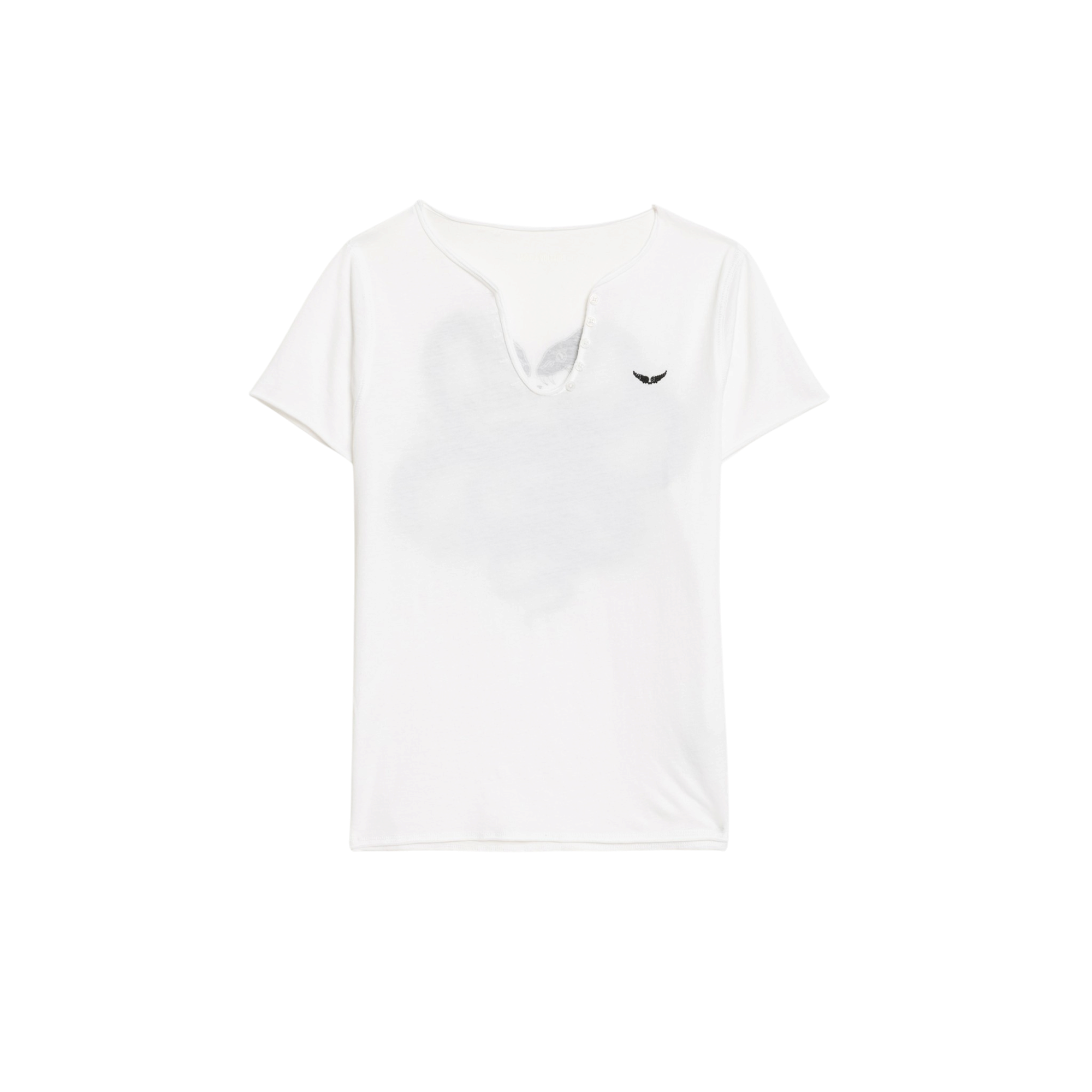 Tunisien Cotton Henley T-Shirt - White