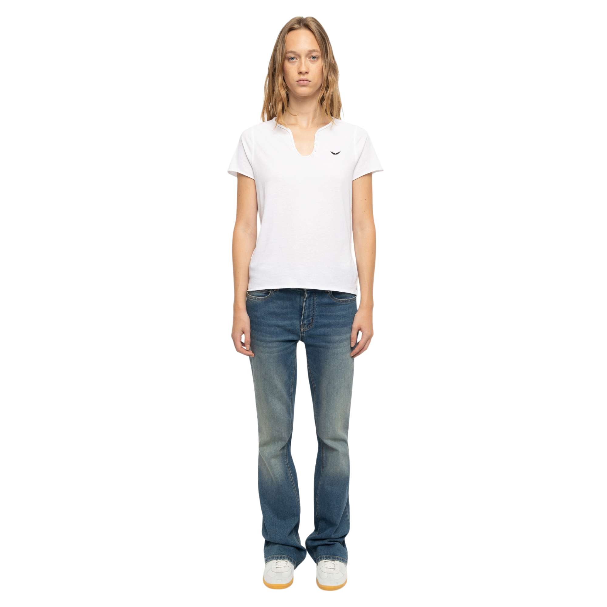 Tunisien Cotton Henley T-Shirt - White
