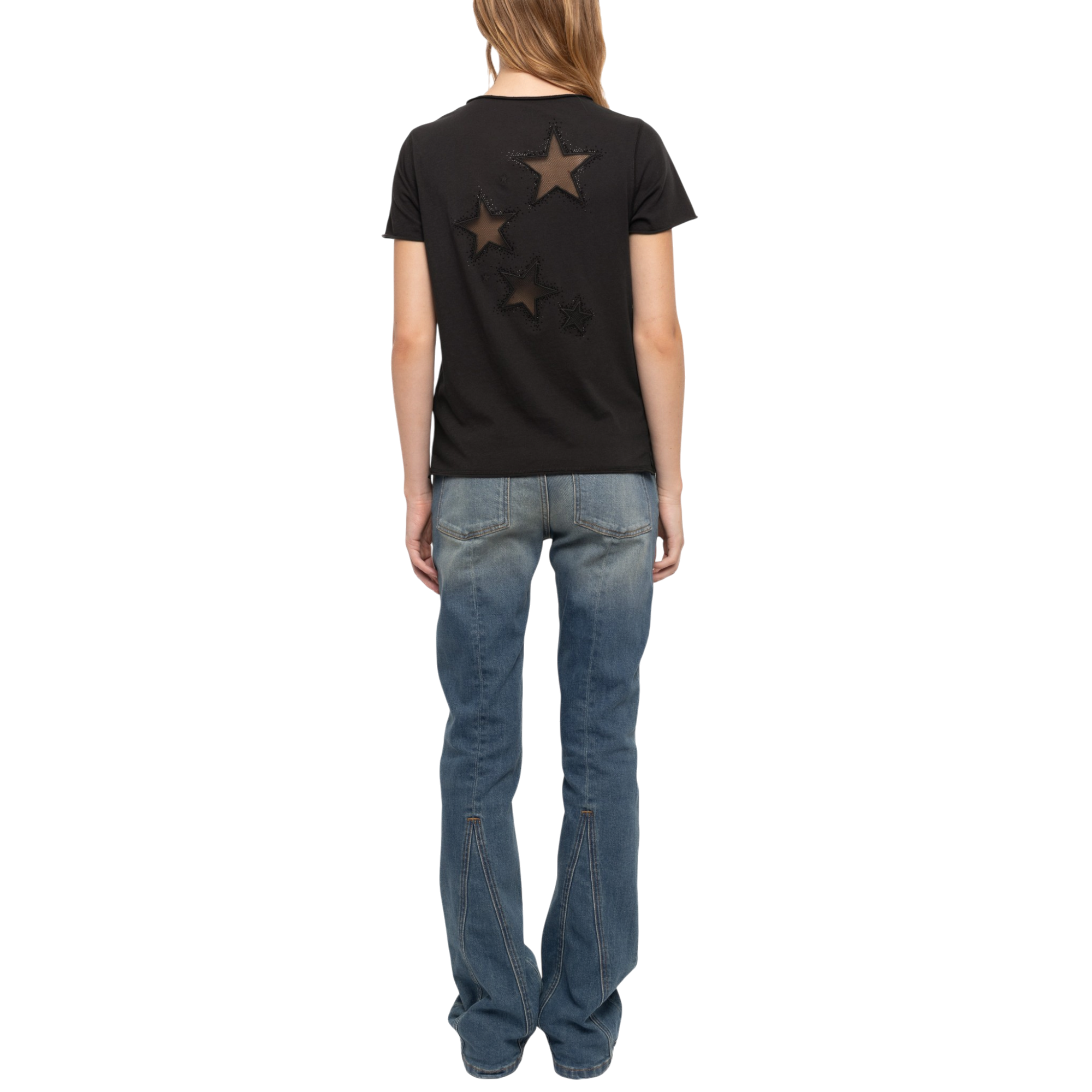 Fishnet Rhinestone Short-Sleeve Henley T-Shirt - Gloom Green