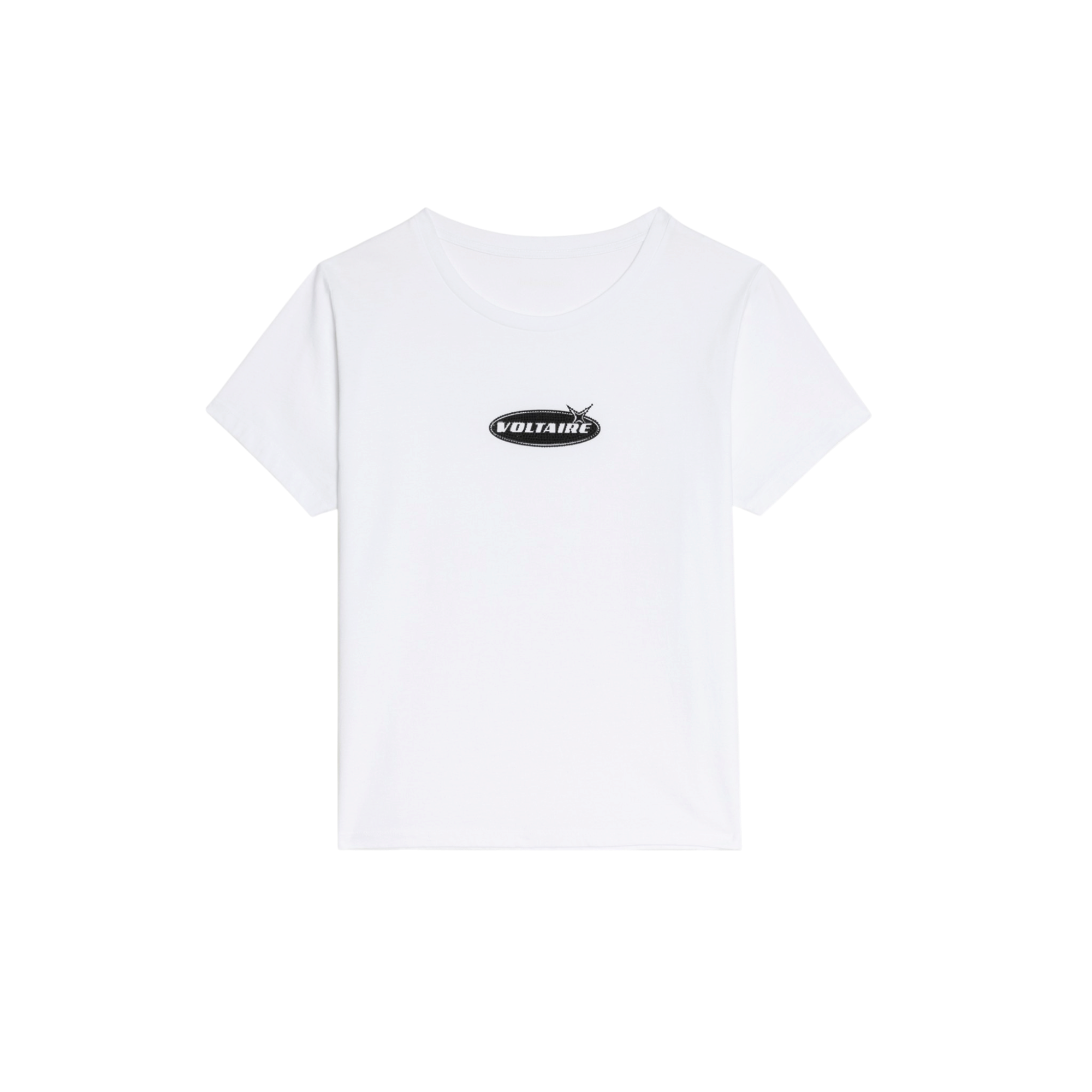 Alys Motocross Rhinestone Cotton T-Shirt - White