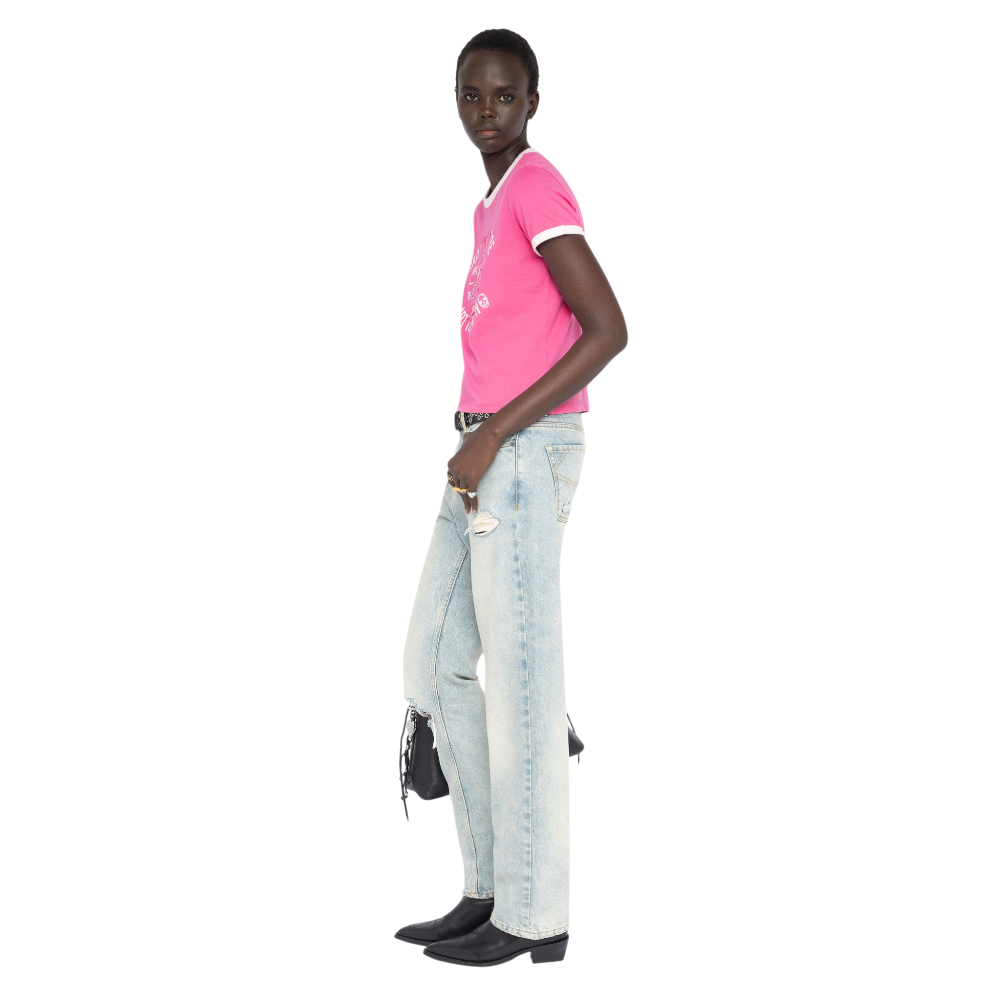 Woos Mouse Crest Organic Cotton T-Shirt - Lady Pink