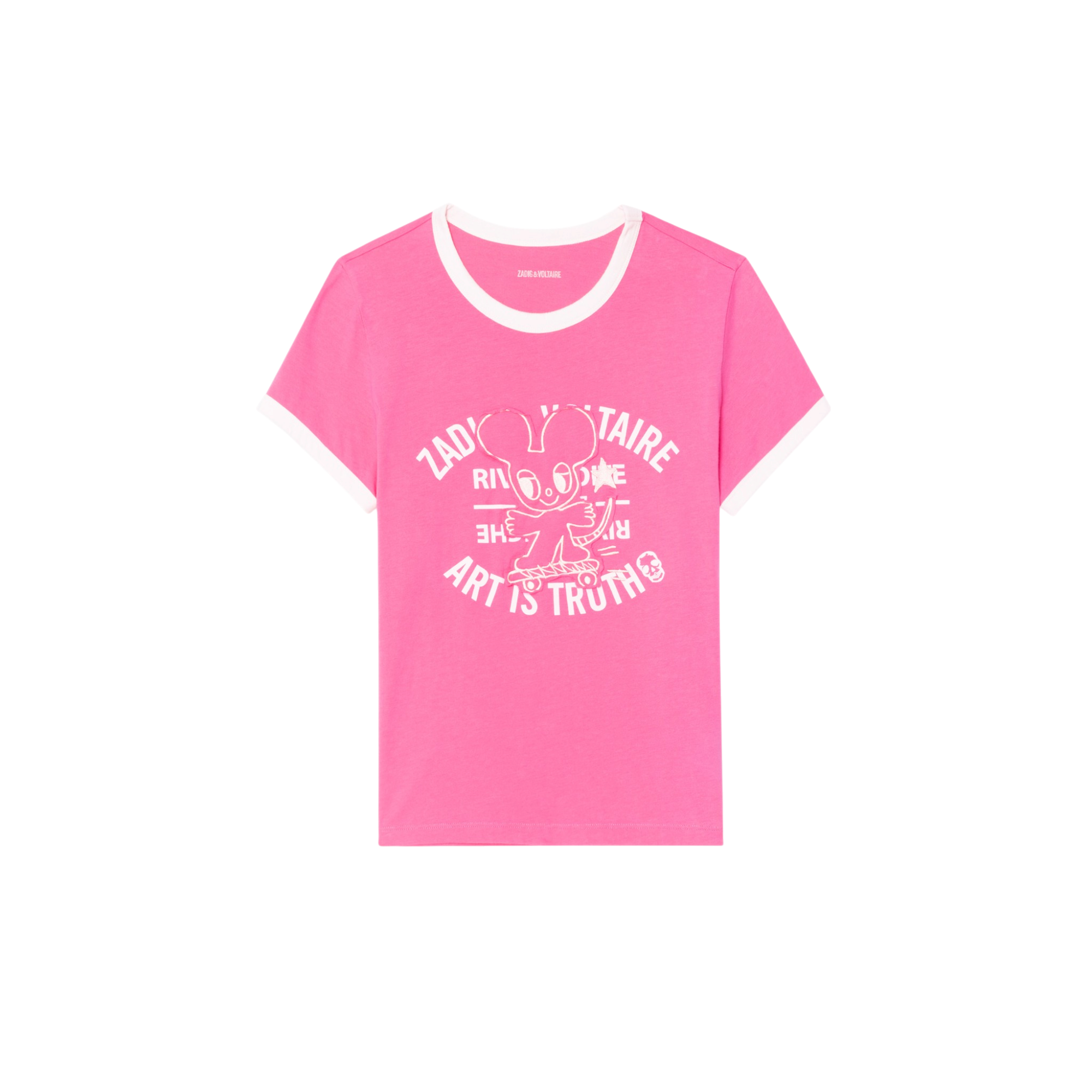 Woos Mouse Crest Organic Cotton T-Shirt - Lady Pink